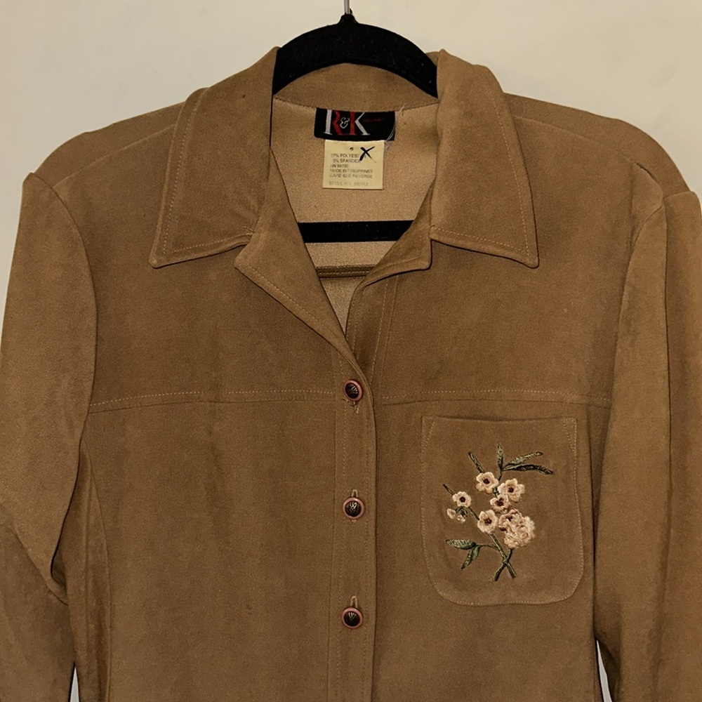 Vintage R&K suede button down top - Picture 2 of 11